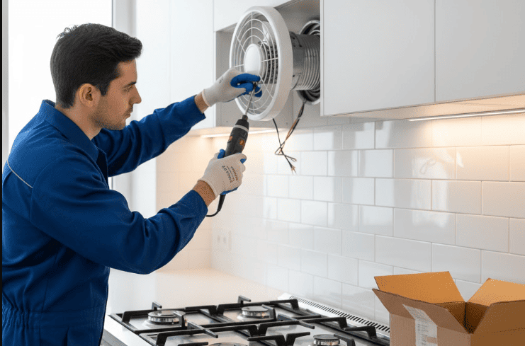 Замена  вытяжки вентилятора  в кухне в Минске
