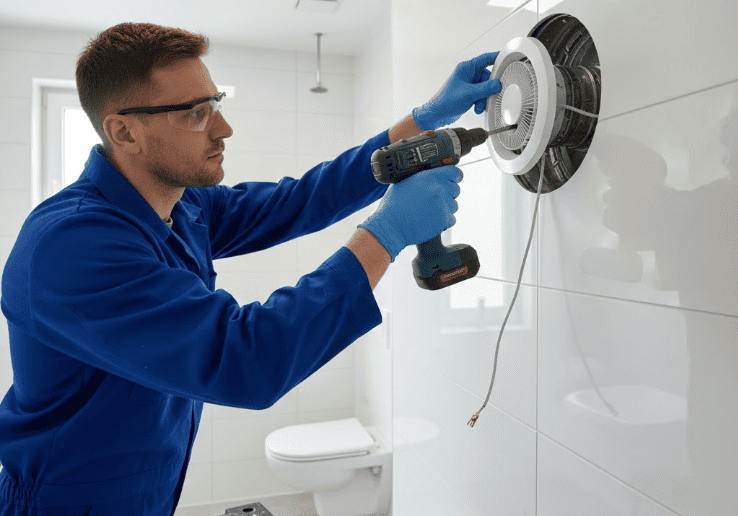 Замена  вытяжки вентилятора  в туалете в Минске